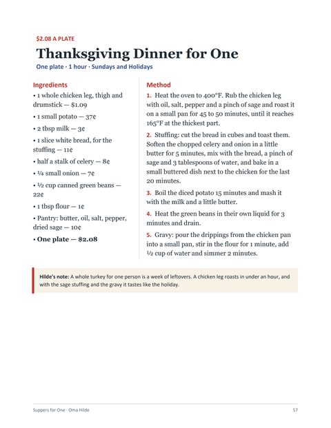 Page 57: Thanksgiving dinner for one